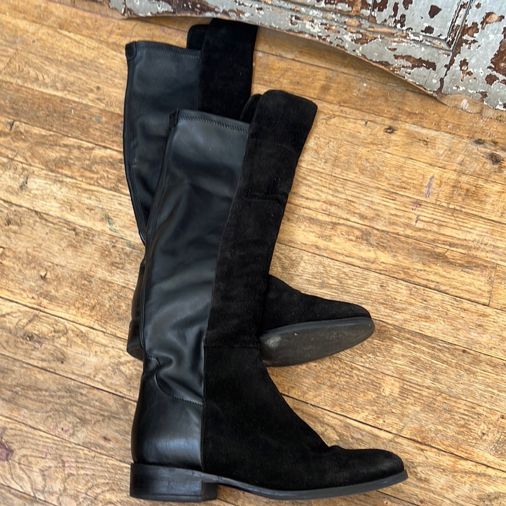 Leather & suede over the knee riding boots